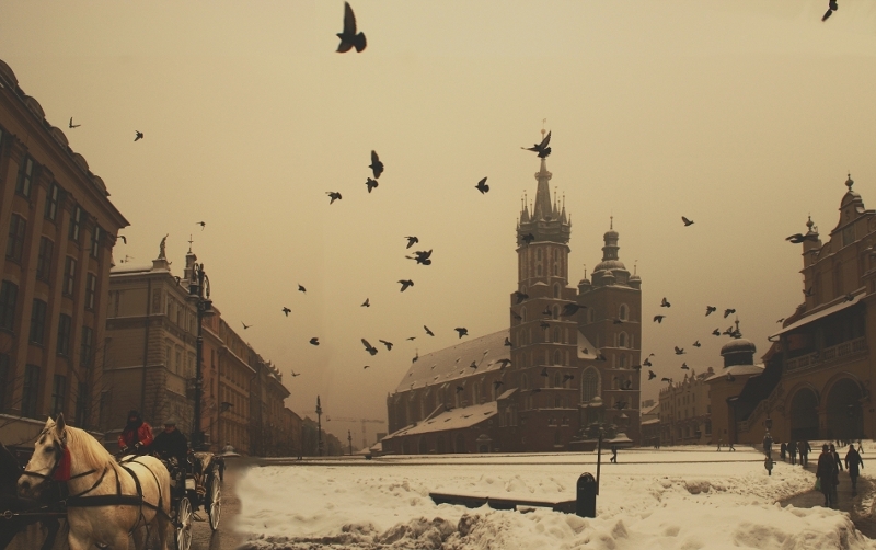 Krakow Main Square in Winter 